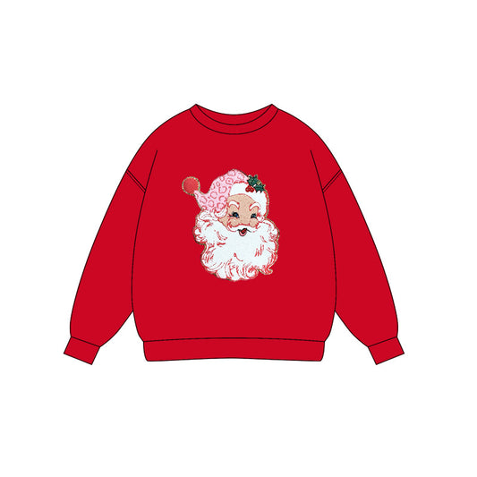 Preorder (moq 5)Baby Girls Red Long Sleeves Santa Tee Shirts Top