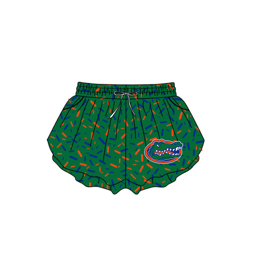Preorder (moq 5)Baby Girls Green Sprinkles Florida Gators Butterfly Shorts Bottom