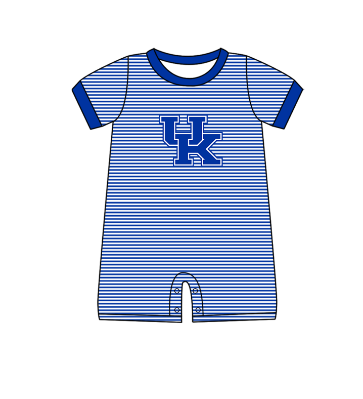 Preorder (moq 5)Baby Boys Short Sleeve Blue UK Team Stripe Rompers