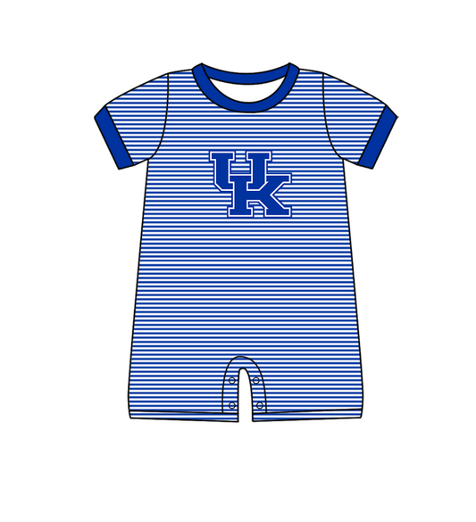 Preorder (moq 5)Baby Boys Short Sleeve Blue UK Team Stripe Rompers