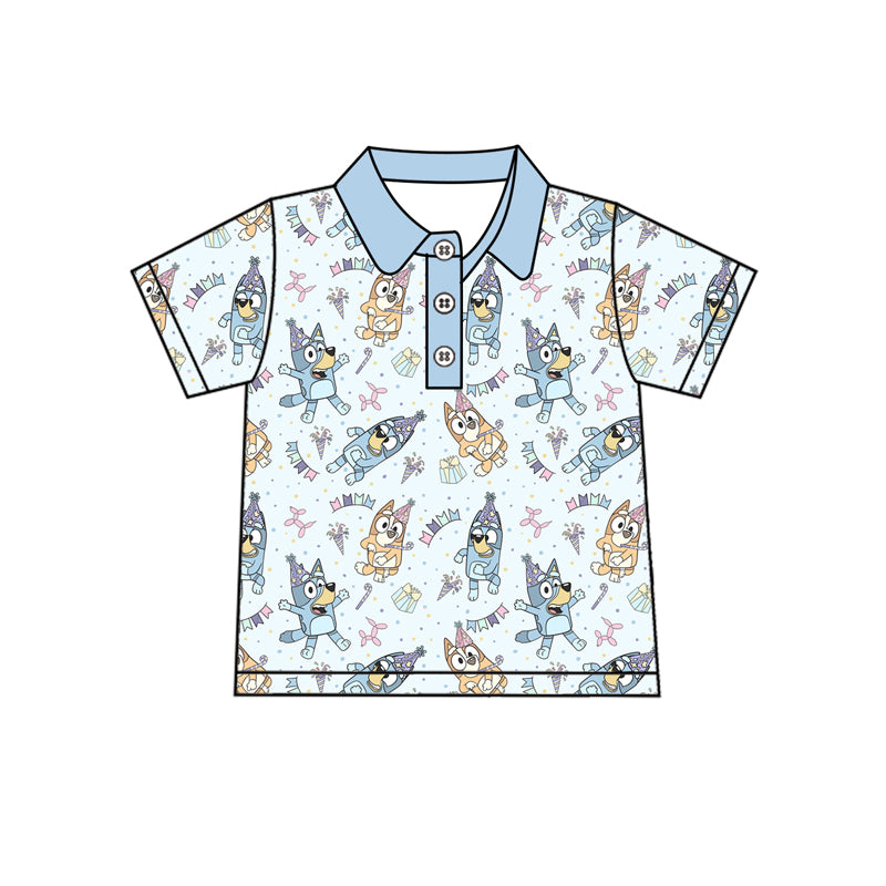 Preorder (moq 5)Baby Boys Blue Dogs Birthday Pullovers Tee Shirts