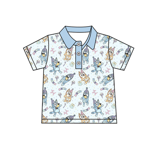 Preorder (moq 5)Baby Boys Blue Dogs Birthday Pullovers Tee Shirts