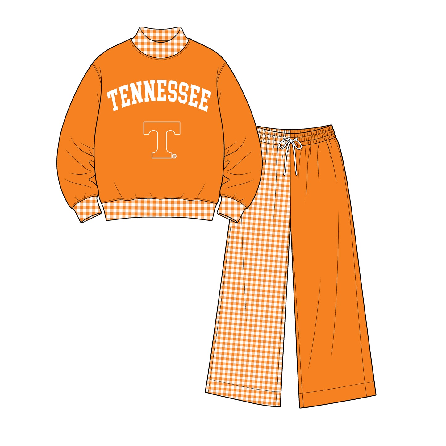 Preorder(moq 5)Baby Boys Long Sleeve tennessee Top Wide Pants Team Clothes Sets