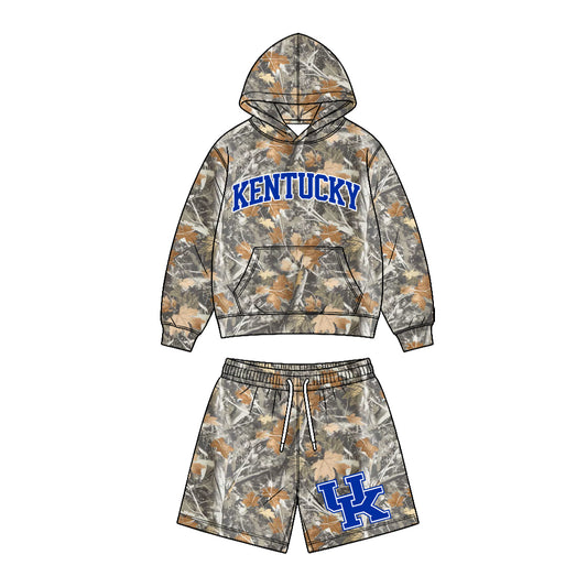 Preorder (moq 5) Baby Boys Leaves Camo Kentucky Pocket Hoodie Short Team Clothes Sets