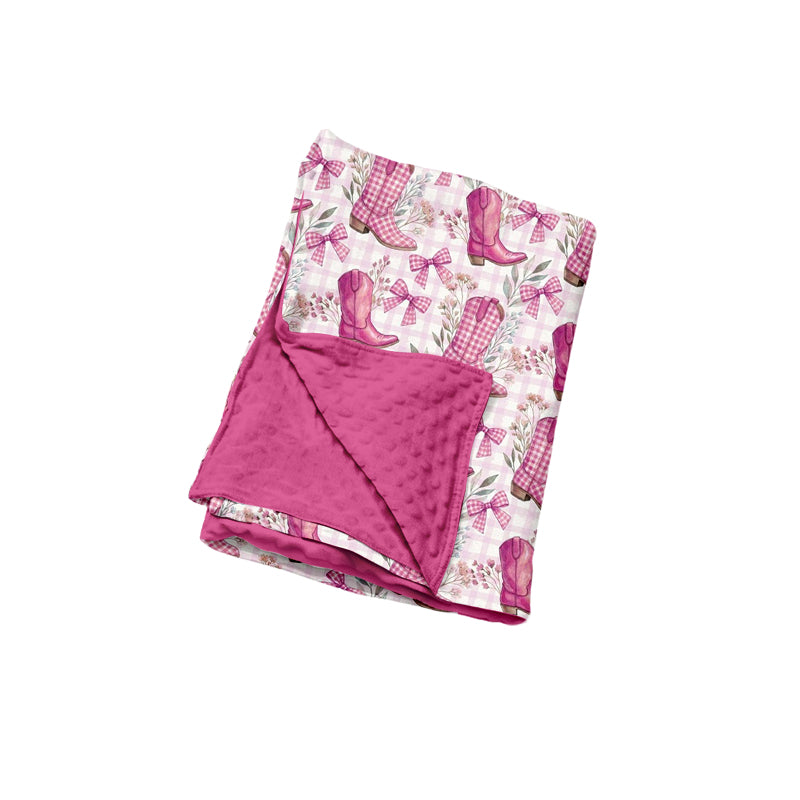 Preorder(moq5) Baby Girls Blanket High-Quality Cute Print Double Layer Soft Minky Dot Plush Blanket