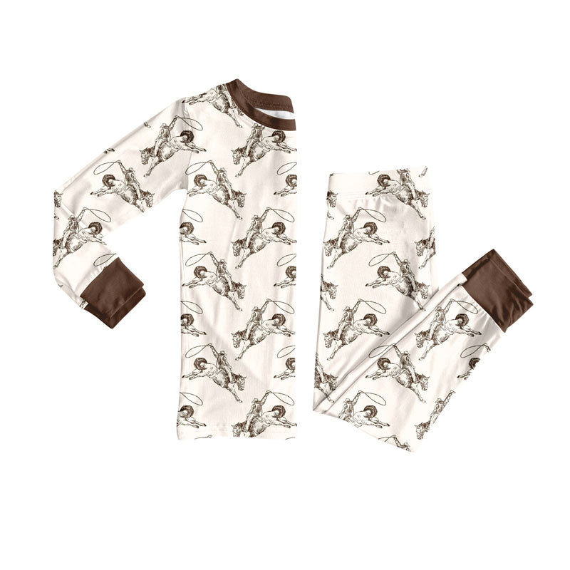 Preorder (moq 5)Baby Girls Horse Rodeos Top Pant Western Pajamas Sets