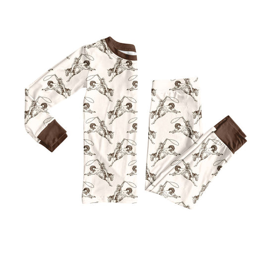 Preorder (moq 5)Baby Girls Horse Rodeos Top Pant Western Pajamas Sets