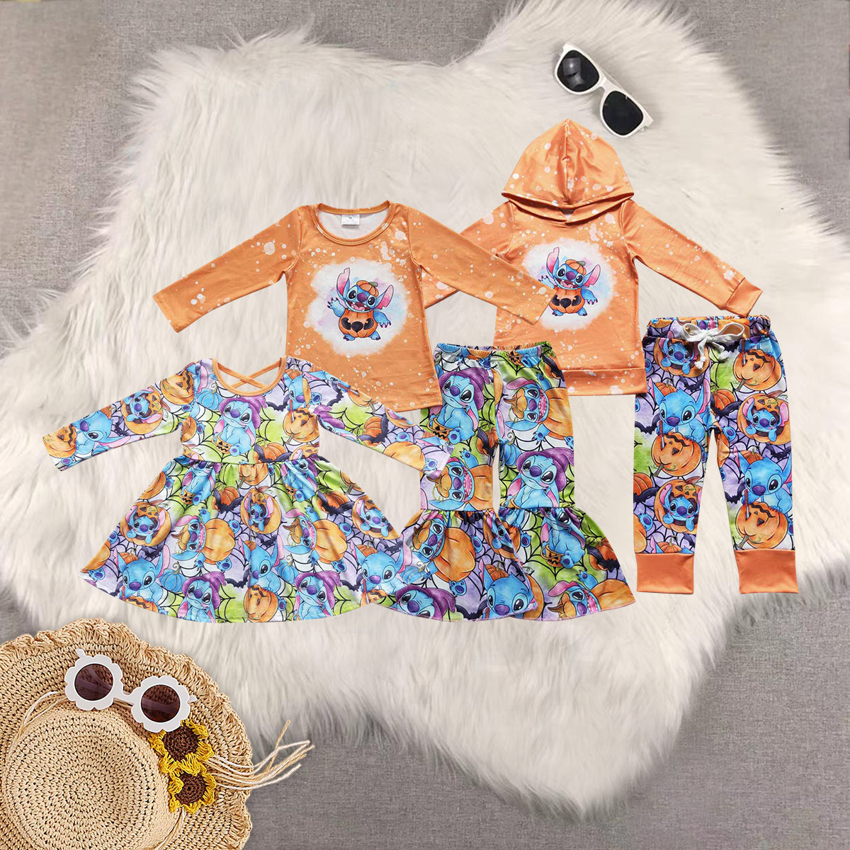 Sibling Baby Kids Long Sleeves Shirts Bell Bottom Pants Clothes Sets Dress