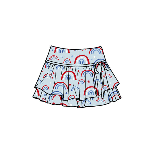 Preorder (moq 5)Baby Girls Stars Rainbows 4th of July Double Ruffle Skirt Shorts Bottom