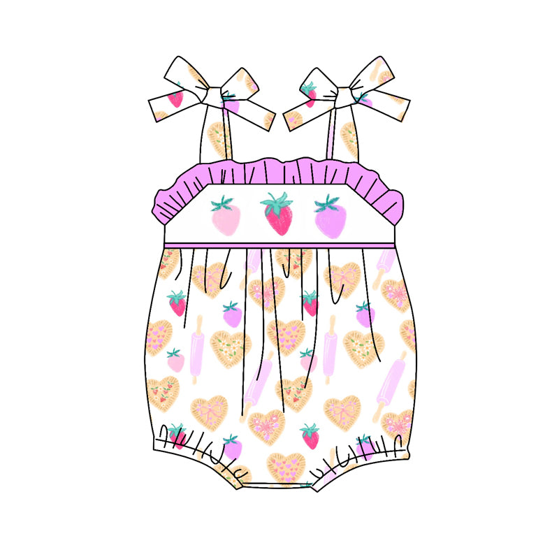 Preorder(moq 5)Baby Infant Girls Strawberry Straps Summer Rompers