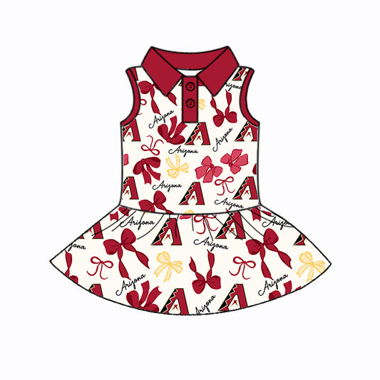Preorder (moq 5)Baby Girls Red Sleeveless Bows Plaid A Button Team Knee Length Dresses