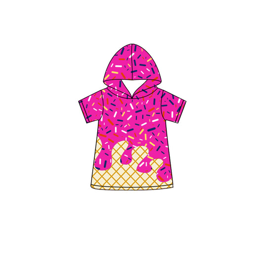 Preorder(moq 5) Baby Girls Hot Pink Short Sleeves Team Hoodies Top