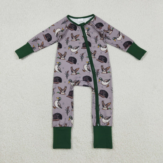 Baby Boys Camo Hats Ducks Hunting Two Way Zip Convertible Rompers