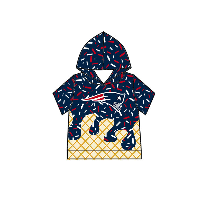 Preorder (moq 5)Baby Boys Drip Sprinkles Patriots Team Short Sleeves Hoodies Top