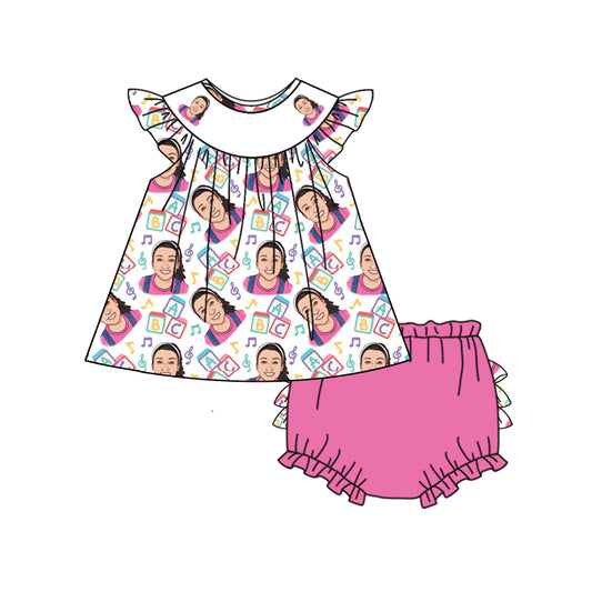 Baby Girls Cartoon Teacher Tunic Top Bummie Sets preorder(moq 5)