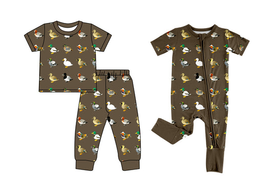 Preorder(moq 5 each)Baby Kids Boys Mallard Ducks Hunting Top Pants Pajamas Rompers Clothes Sets
