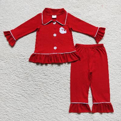 Family Christmas Santa 2pcs Button Ups Red Pajamas