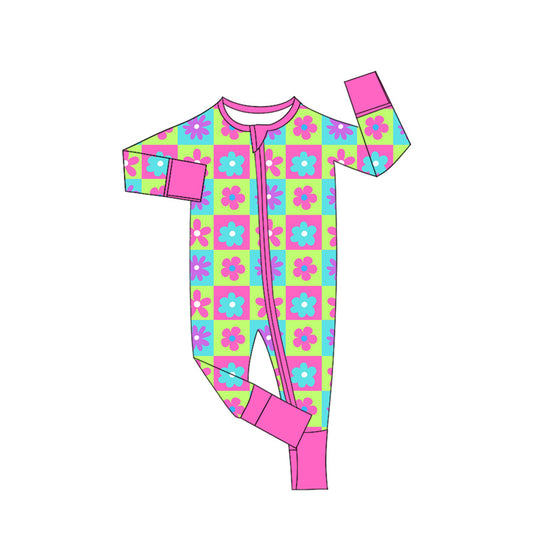 Preorder moq 5 Baby Girls Pink Flowers Zippy Sleepers Rompers