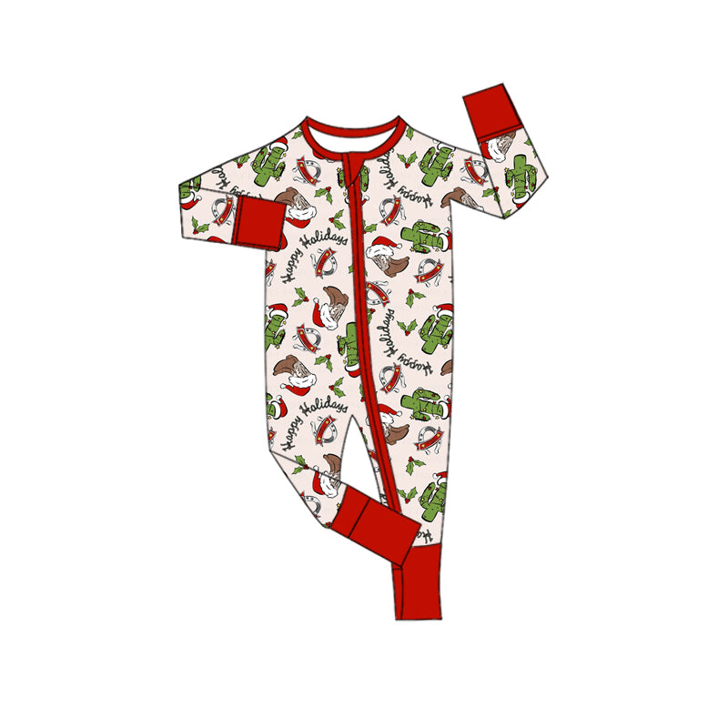 Preorder moq 5 Baby Infant Girls Long Sleeves Hat Boots Cactus Plaid Zipper Romper