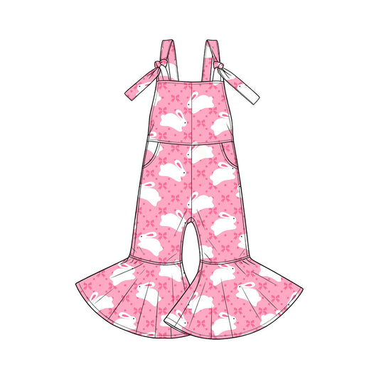 Pre-order(moq5)  |Girls’ Spring Easter Rabbit & Pink Carrot Print Flare Jumpsuit Set | Cute Baby Girl Sisters’ Matching Outfits