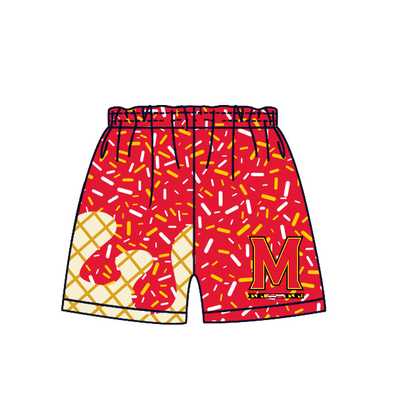 Preorder (moq 5)Baby Boys Red M Drip Team Shorts Bottom