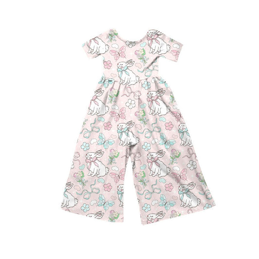 Preorder(moq 8)Baby Girls Rabbits Bows Flowers Easter Pant Jumpsuits