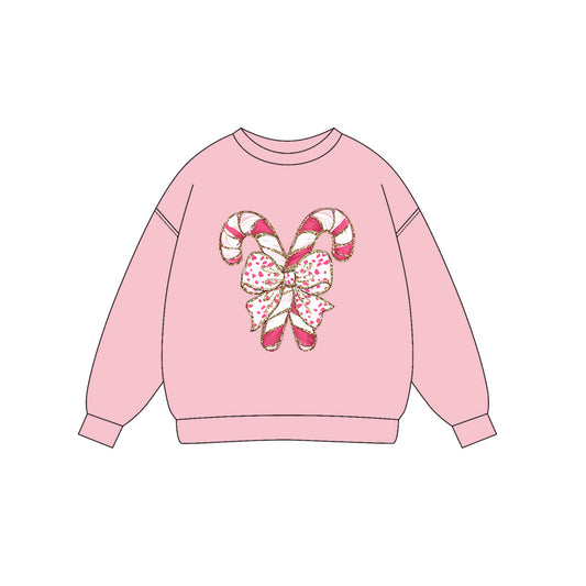 Preorder (moq 5)Baby Girls Pink Long Sleeves Bows Gingerbread Tee Shirts Top