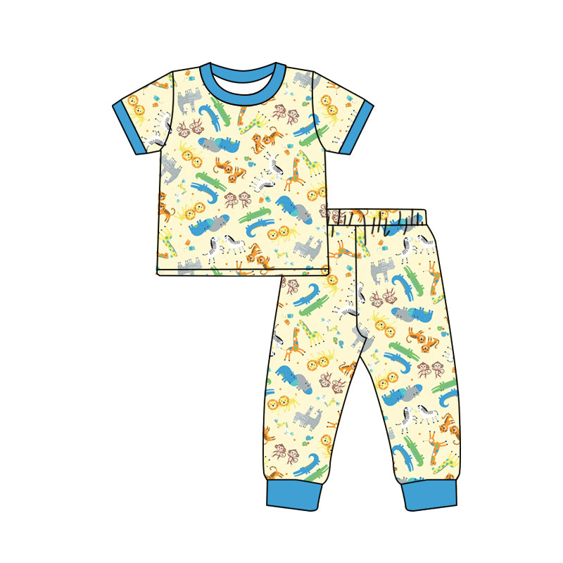 Preorder (moq 5)Baby Boys Animals Zoo Top Pants Pajamas Sets
