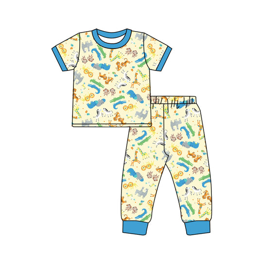 Preorder (moq 5)Baby Boys Animals Zoo Top Pants Pajamas Sets