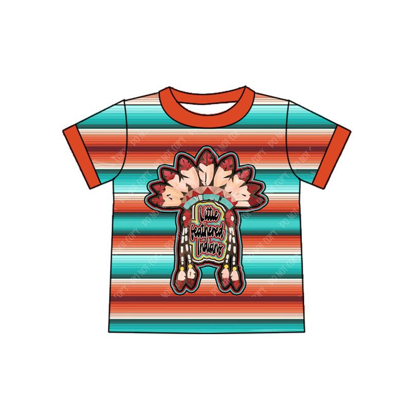 Preorder (moq 5)Baby Kids Western Little Feathered Indians Tee Shirts Tops