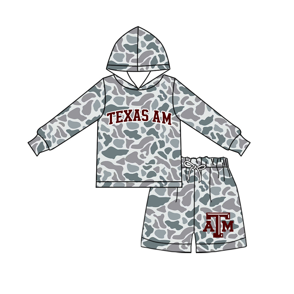 Preorder (moq 5) Baby Boys Texas AM Camouflage Hoodie Short Team Clothes Sets