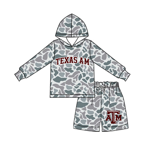 Preorder (moq 5) Baby Boys Texas AM Camouflage Hoodie Short Team Clothes Sets