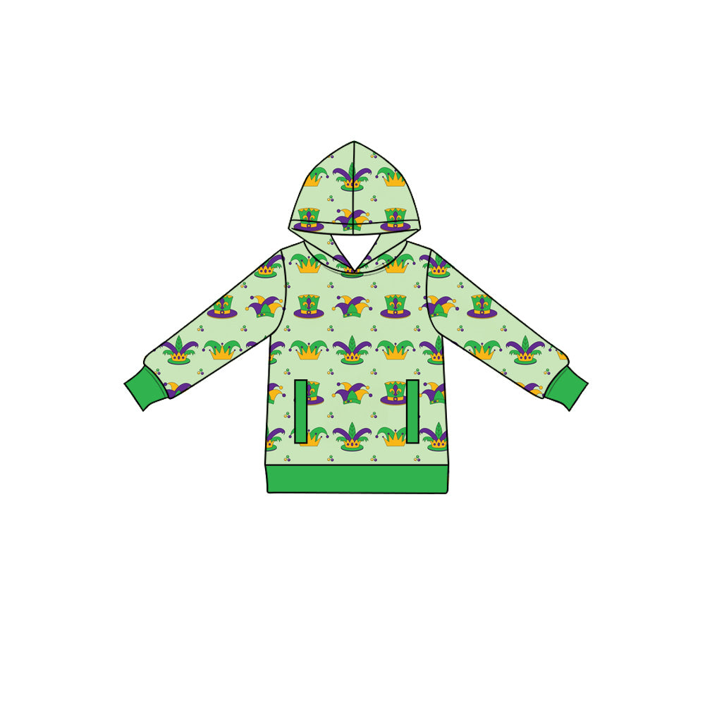 Preorder (moq5) Baby Boys Mardigras Anchors Crowns Pockets Hoodies Top