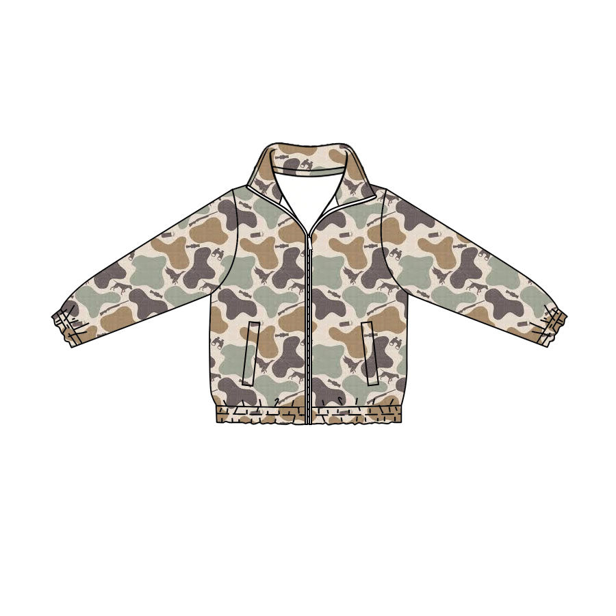 Preorder (moq 5)Baby Boys Ducks Calls Camo Hunting Zip Pockets Jackets Top