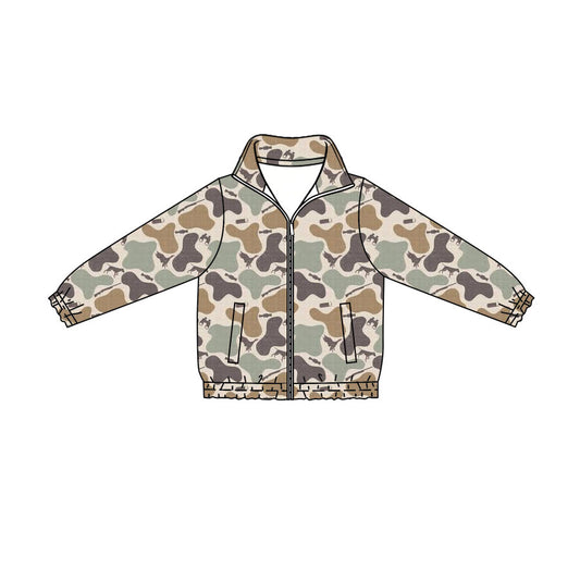 Preorder (moq 5)Baby Boys Ducks Calls Camo Hunting Zip Pockets Jackets Top