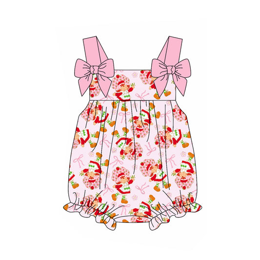 Preorder(moq 5)Baby Infant Girls Pink Bows Strap Strawberry Flowers Rompers