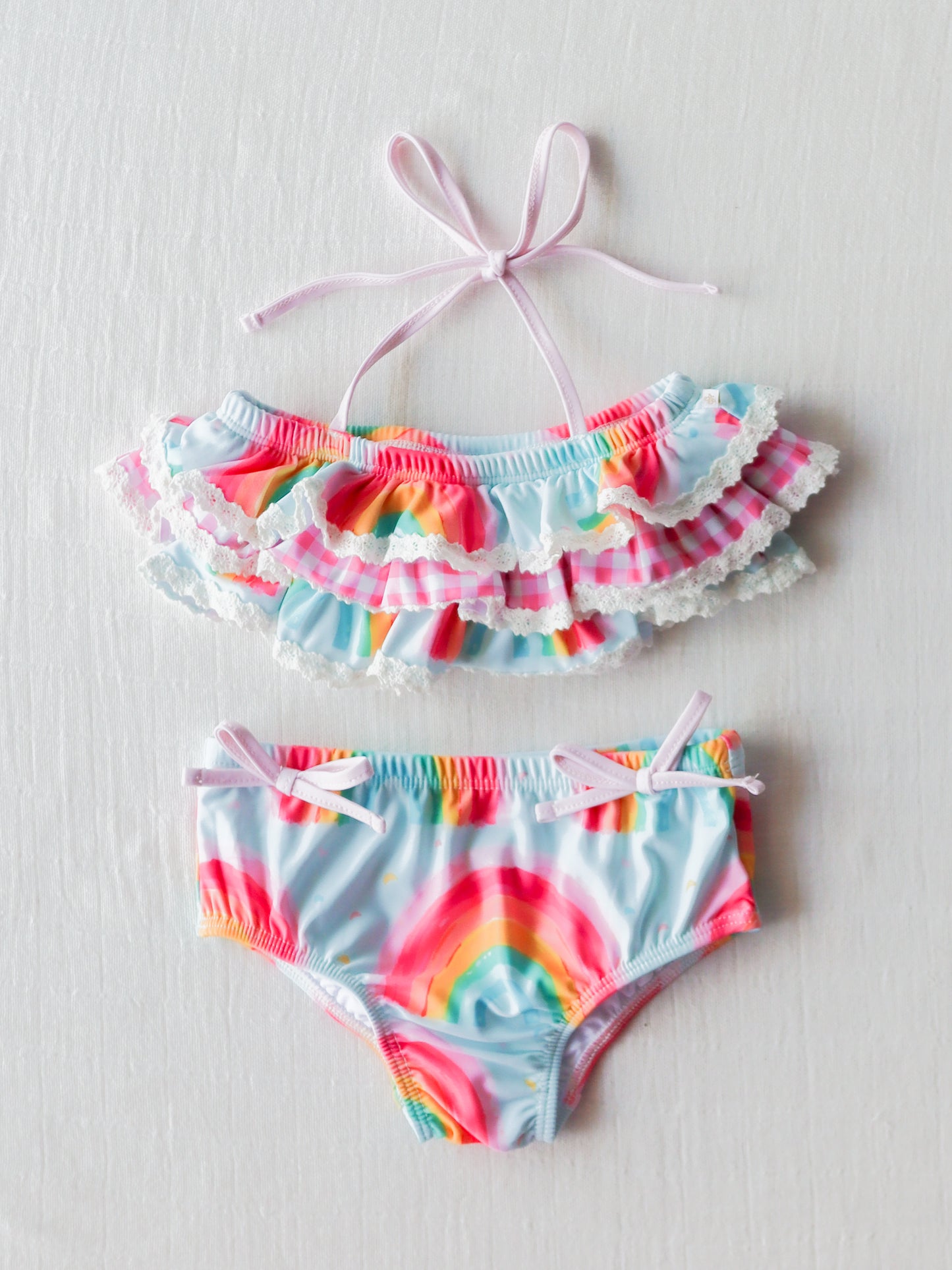 Baby Girls Ruffle Top Rainbow 2pcs Swimsuits Preorder (moq 5)