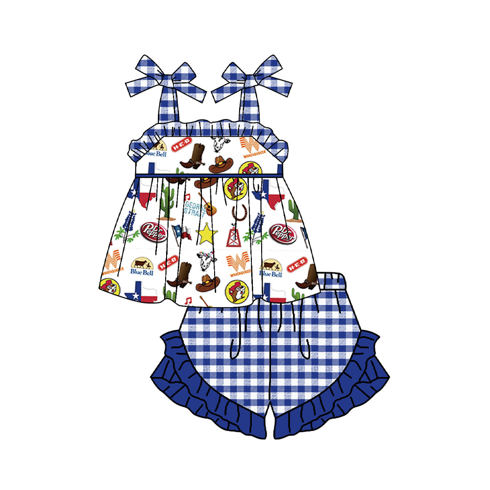 Baby Girls TX Straps Western Tunic Ruffle Shorts Clothes Sets preorder (moq 5)
