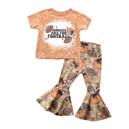 Baby Girls Orange Football Shirt Pants Bell Pants Clothes Sets preorder(moq 5)