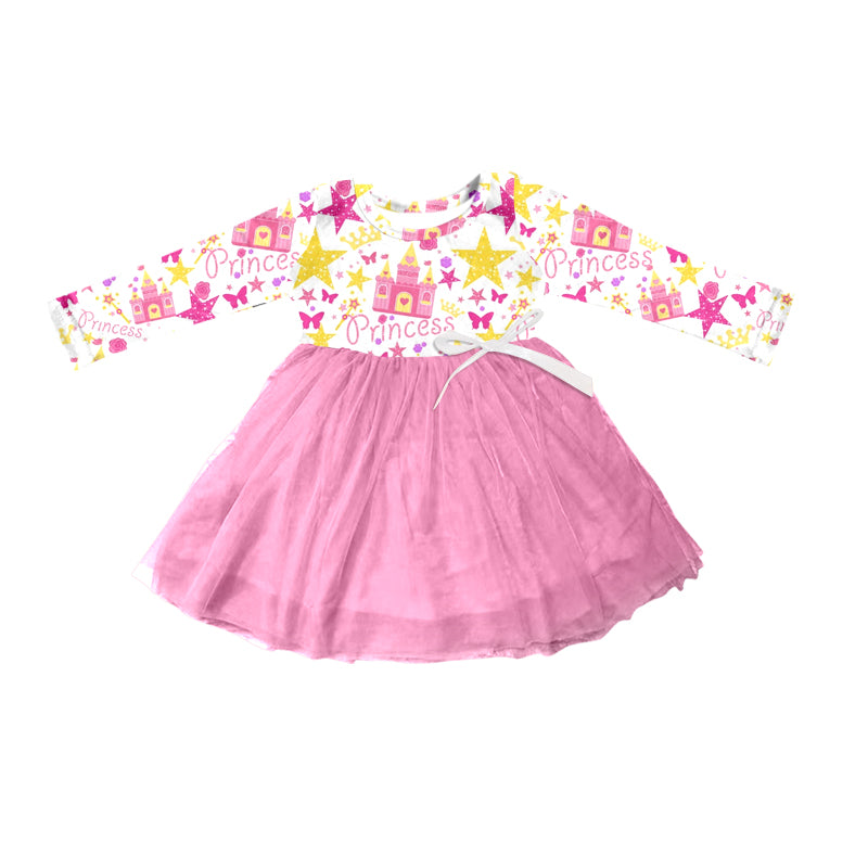 Baby Girls Pink Castle Princess Knee Length Dresses Preorder(moq 5)