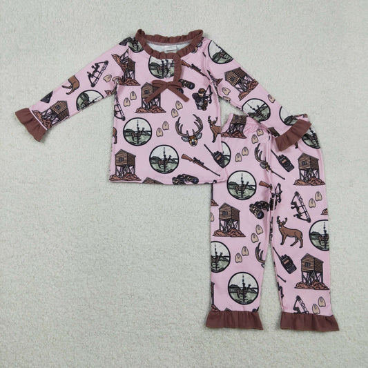 Baby Girls Deer Hunting Top Ruffle Pant Pajamas Set
