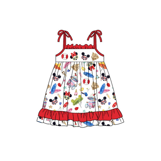 Baby Girls Cartoon Castle Straps Ruffle Knee Length Dresses preorder (moq 5)