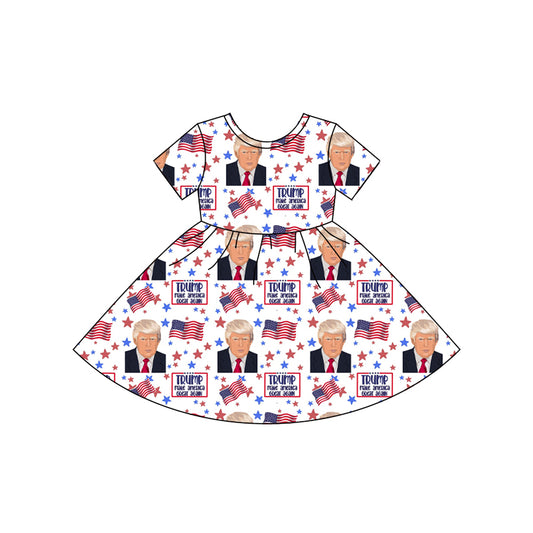 Baby Girls Short Sleeve Trump Knee Length Dresses preorder(MOQ 5)