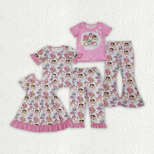 Sibling Baby Girls Cartoon Demon Hunter Top Pants Pajamas Clothes Sets