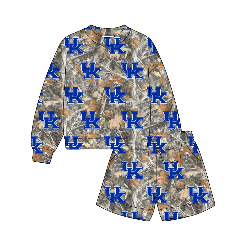Preorder (moq 5) Baby Boys Leaves Camo Kentucky Top Pockets Short Team Clothes Sets