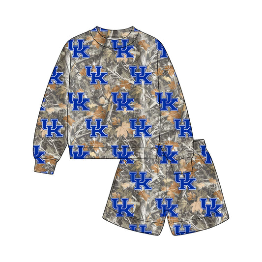 Preorder (moq 5) Baby Boys Leaves Camo Kentucky Top Pockets Short Team Clothes Sets