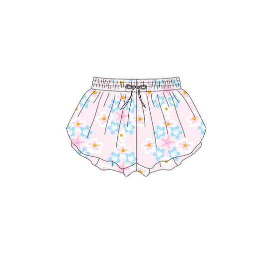 Preorder (moq 5)Baby Girls Pink Flowers Starfishes Ruffle Shorts Bottom