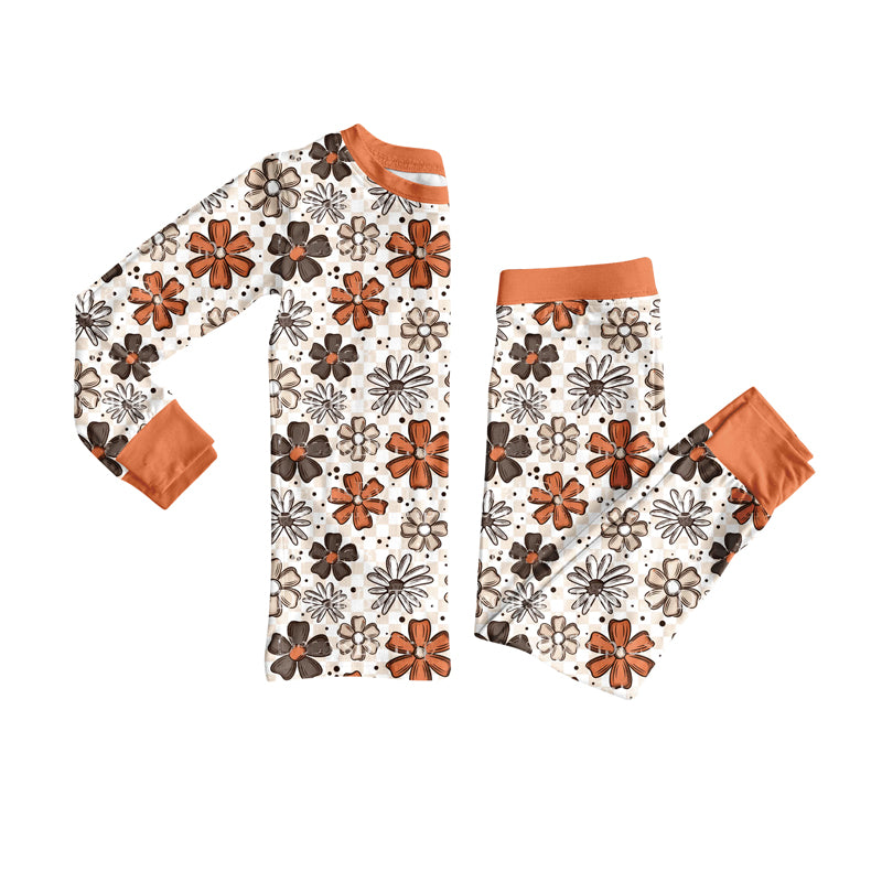 Preorder (moq 5)Baby Girls Long Sleeves Colorful Flowers Top Pant Pajamas Clothes Set