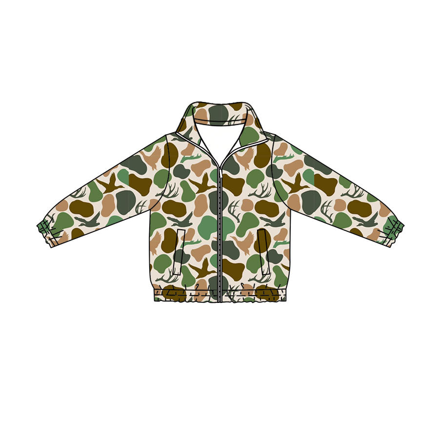 Preorder (moq 5)Baby Boys Deer Ducks Camo Hunting Zip Pockets Jackets Top