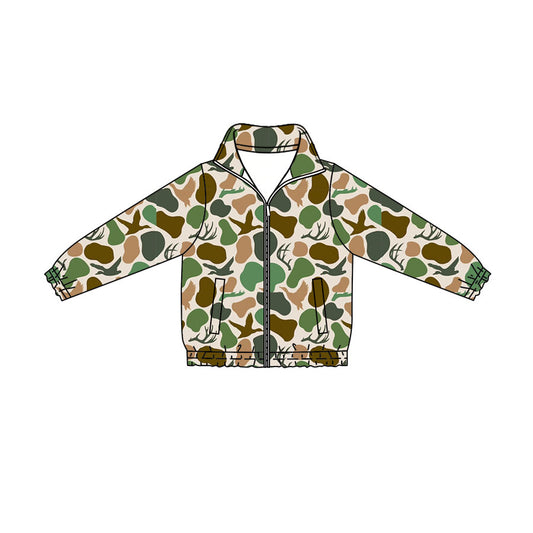 Preorder (moq 5)Baby Boys Deer Ducks Camo Hunting Zip Pockets Jackets Top